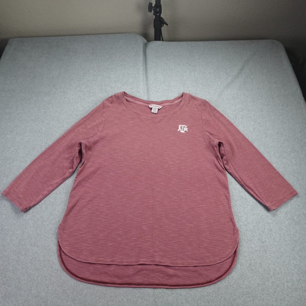 Texas A&M Aggies Shirt Womens Large Maroon Slub‎ Knit 3/4 Sleeve Tommy Bahama